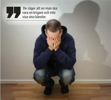  ?? FOTO: MOSTPHOTOS ?? NORMER STYR. I dag får man inte prata om vad man vill, för att normerna gör en fastbunden till marken. Män kan inte prata känslor eller gråta offentligt utan att få en sned blick och kommentar om att rycka upp sig, skriver 15-årige Samuel Elveberg Klockerud.