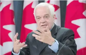  ?? ADRIAN WYLD, THE CANADIAN PRESS ?? Immigratio­n Minister John McCallum updates the media on the Syrian refugees arriving in Canada. McCallum announced Friday that the Inter-Cultural Associatio­n of Greater Victoria will be supporting government-sponsored refugees.