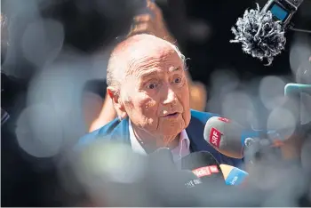  ?? ?? EXONERATED: Sepp Blatter faces the media after his fraud acquittal by a Swiss court.