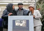  ?? Joe Burbank / Orlando Sentinel via Associated Press file ?? Relatives of the Groveland Four gather in 2020 at a monument to the falsely accused men, who were officially exonerated Monday of the claim that they had raped a white woman seven decades ago.