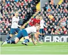  ??  ?? At Anfield, Harry Kane’s goal was correctly allowed in Liverpool’s 2-1 win