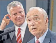  ??  ?? Bratton, with the mayor, announcing his exit. Chad Rachman