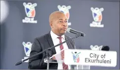  ?? PHOTO: NOKUTHULA MBATHA ?? Ekurhuleni executive mayor Mzwandile Masina at a meeting for a Leeuwpoort housing project in Boksburg. We must build the institutio­nal capacity in local government to understand and deliver PPPs, says the writer.