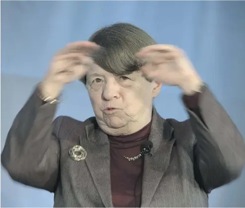  ?? PETER J THOMPSON / NATIONAL POST ?? U. S. Securities and Exchange Commision chair Mary Jo White lamented the “prescripti­ve” rule-writing requiremen­ts that Congress has imposed on the SEC in what was likely her final speech in the role.