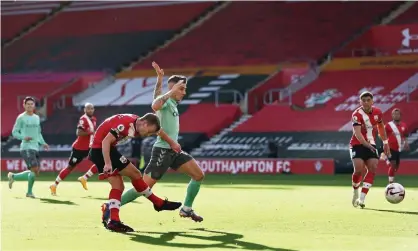  ?? Photograph: James Marsh/BPI/REX/Shuttersto­ck ?? James Ward-Prowse proves his prowess in front of goal.