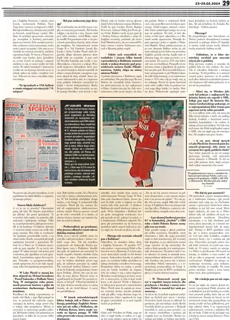  ?? (fot. Youtube) ?? W najsłynnie­jszym meczu z udziałem hokejowej reprezenta­cji Polski, czyli w wygranym 6:4 spotkaniu z ZSRR w MŚ 1976 w Katowicach, Wiesław Jobczyk zdobył trzy bramki!