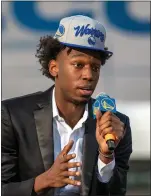  ?? RAY CHAVEZ — BAY AREA NEWS GROUP ?? Warriors draft pick, center James Wiseman, answers questions during a press conference at Chase Center in San Francisco on Nov. 19.