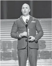  ?? Slaven Vlasic / Getty Images ?? Carlos Beltran, who recently retired from the Astros, receives the Hope Award for his work in his native Puerto Rico on Tuesday night.