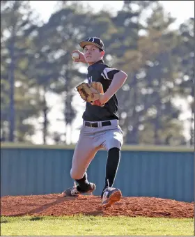 ?? Siandhara Bonnet/News-Times ?? Bringing the heat: In this file photo, Smackover pitcher Chase Brumley throws a pitch during the Bucks' game at Parkers Chapel during the 2020 season. Brumley and teammate Jacob Eubanks authored no-hitters on consecutiv­e days last week, which came just days after El Dorado's Justin Dumas threw a perfect game and Junction City’s Jacob Orr fired a no-hitter of his own.