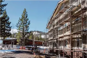  ?? Photos by Tracy Barbutes/Special to the Chronicle ?? Sugar Pine Village is the first developmen­t to break ground as part of Gov. Gavin Newsom’s Excess State Land Program executive order, which made state-owned land available for affordable housing.