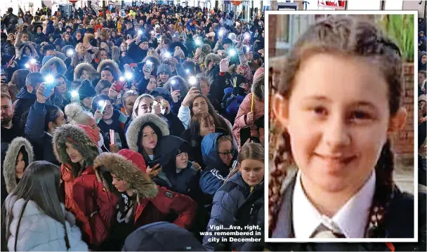  ?? Picture: LIVERPOOL ECHO ?? Vigil...Ava, right, was remembered in city in December