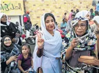  ?? Picture: AFP Photo ?? Alaa Salah flashes the victory sign during a demonstrat­ion in Khartoum this week.