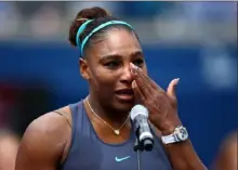  ?? Vaughn Ridley/ Getty Images ?? Serena Williams becomes emotional after retiring from the Rogers Cup final in Toronto because of an injury.