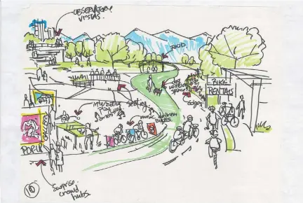  ??  ?? The City of Vancouver has released illustrati­ons from the Arbutus Greenway Design Jam held last fall. One preferred design will be released this spring.