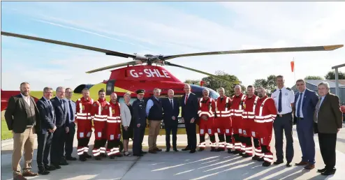  ??  ?? The Rapid Response Air Ambulance was launched by An Tánaiste Simon Coveney at Rathcoole Aerodrome on Monday morning.