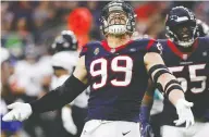  ?? BOB LEVEY / GETTY IMAGES FILES ?? J.J. Watt asked the Houston Texans to release him from the final year of his contract, making him a free agent.