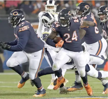  ?? NAM Y. HUH/AP ?? Bears running back Jordan Howard carried 19 times for 101 yards Sunday against the Rams at Soldier Field.