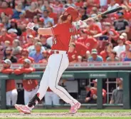  ?? DAVID KOHL/USA TODAY SPORTS ?? Reds first baseman Colin Moran hit two home runs, including a sixth-inning grand slam, to power Cincinnati past the Pirates.