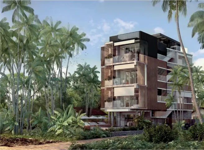  ??  ?? A rendering of the new six-bedroom Harding Boutique Hotel in Ahangama, Sri Lanka, designed by Anarchitec­t. The firm’s founder, Jonathan Ashmore, predicts the intimacy and scale of such properties will make them appealing post-pandemic