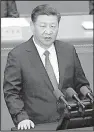  ?? AP/ ANDY WONG ?? Chinese President Xi Jinping spoke for nearly an hour Tuesday at the Great Hall of the People in Beijing.