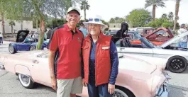  ?? ?? Dennis Waterkotte and Vicki Sheppard, photograph­ed Feb. 17, 2024, are co-chairs of the Indian Wells Charity Classic Car Show.