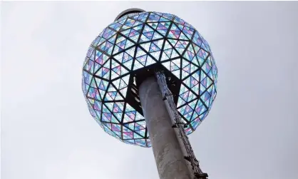  ??  ?? A test run of the Times Square New Year’s Eve ball drop is performed on 30 December. Photograph: Andrew Schwartz/SIPA/REX/Shuttersto­ck