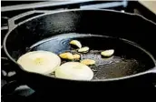  ??  ?? Cook the onions and garlic until golden in the same skillet used for browning the meat.