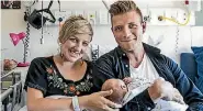  ?? PHOTO: BRADEN FASTIER/STUFF ?? Bec Brown and Nick Schryvers with baby Artie who was born on Thursday at Nelson Hospital.