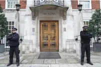  ?? — AP FILE ?? Police officers stand guard outside The London Clinic where Kate, Princess of Wales, is recovering from surgery, on January 17, 2024.