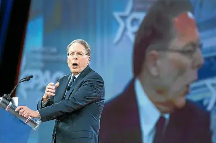  ?? PHOTO: AP ?? Wayne LaPierre, executive vice-president of the National Rifle Associatio­n, addresses the Conservati­ve Political Action Conference.