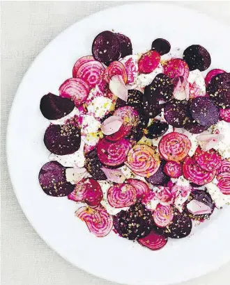  ?? PHOTOS: ANDREW MONTGOMERY ?? To add some creaminess to this sweet and punchy raw beet salad, British chef and cookbook author Gill Meller adds ewe curd cheese, soft goat cheese or mascarpone.