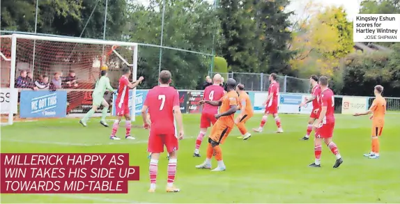  ?? JOSIE SHIPMAN ?? Kingsley Eshun scores for Hartley Wintney