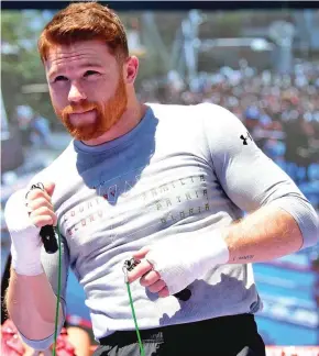  ?? Photo: Zimbio ?? Canelo Alvarez prepares to jump rope during a media workout at L.A. Live’s Microsoft Square in Los Angeles, California.