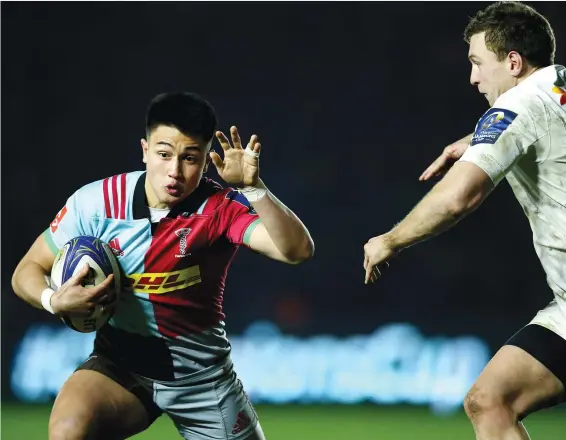  ?? PICTURE: Getty Images ?? Sideways star: Harlequins No.10 Marcus Smith