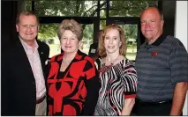  ??  ?? Dave and Jane Gearhart, from left, visit with Angela and UA Trustee Mark Waldrip at the Southwest Classic reception.