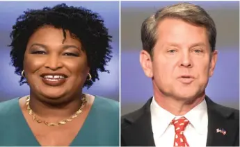  ?? JOHN AMIS/AP ?? Georgia gubernator­ial candidates Stacey Abrams (left) and Brian Kemp.