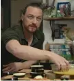  ??  ?? DINNER TIME: He (James McAvoy) prepares aubergine in ‘Together.’