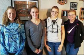  ?? SUBMITTED ?? Perry High School Band members who participat­ed in the 2017 Ohio Music Education Associatio­n’s District Four and Seven Honors Band are, from left, Gabriella Todd, Abigail Wren, Madeleine Pierce and Katie Gyure.