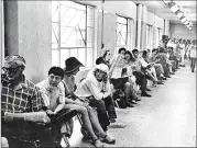  ?? Los Angeles Times/tns ?? Spectators wait for seats to the Manson murder trial July 29, 1970, at the Hall of Justice in downtown Los Angeles.