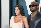  ?? JEAN-BAPTISTE LACROIX — AFP VIA GETTY IMAGES/TNS ?? Kim Kardashian and her husband, Kanye West, attend the Vanity Fair Oscar party in Beverly Hills following the 92nd Academy Awards in 2020.