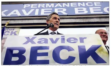  ?? (Photos Jean-François Ottonello) ?? Devant bon nombre d’élus de la circonscri­ption, Xavier Beck a juré qu’il n’oublierait « aucune commune ».