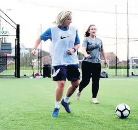  ??  ?? Walking football action at the GFA headquarte­rs, Almondsbur­y