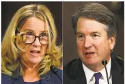  ?? Associated Press photos ?? Testimony by Christine Blasey Ford and Supreme Court nominee Brett Kavanaugh grips the nation.