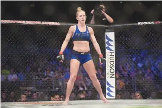  ??  ?? AMERICAN HOLLY HOLM challenges Brazilian champion Cris Cyborg for the UFC women’s featherwei­ght title at “UFC 219” on Sunday in Las Vegas.