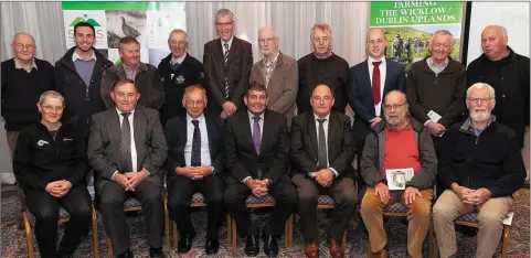  ??  ?? Wicklow Uplands Council members with Michael Starret, Chief Executive of the Heritage Council of Ireland (back, centre), and Minister Andrew Doyle (front, centre) at the launch of the SUAS Project in the Glendaloug­h Hotel.