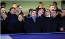  ??  ?? Richard Masters (centre) at a Premier League game in February 2020. Photograph: Mike Egerton/PA