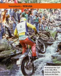  ??  ?? Nicknamed the ‘Cat’ in the USA, Mick Andrews attacks the rocks on the Ossa.