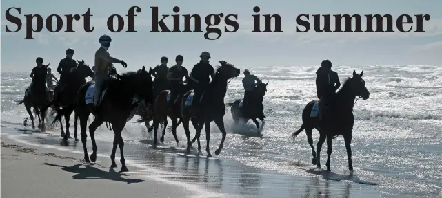  ??  ?? CHAMPAGNE AIR: Horses take a walk on a beach in Muizenberg during the annual spa day.