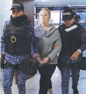  ?? Picture: AP ?? Cassandra Sainsbury arrives for her court hearing in Bogota.