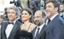  ?? PHOTO: REUTERS ?? Arm in arm . . . Director Asghar Farhadi (second right) and cast members (from left) Ricardo Darin, Penelope Cruz and Javier Bardem pose as they arrive at the opening ceremony of the Cannes Film Festival and screening of the film Everybody Knows...